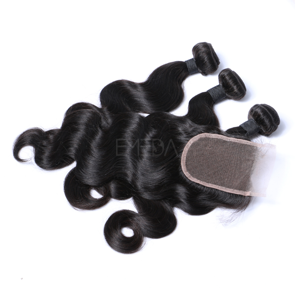 Hot sale 4x4 lace closure with virgin unprocessed human hair bundles WJ026